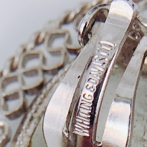 Vintage Whiting & Davis Cameo Clip-On Earrings, Filigree, 1950s Jewelry - Picture 7 of 12